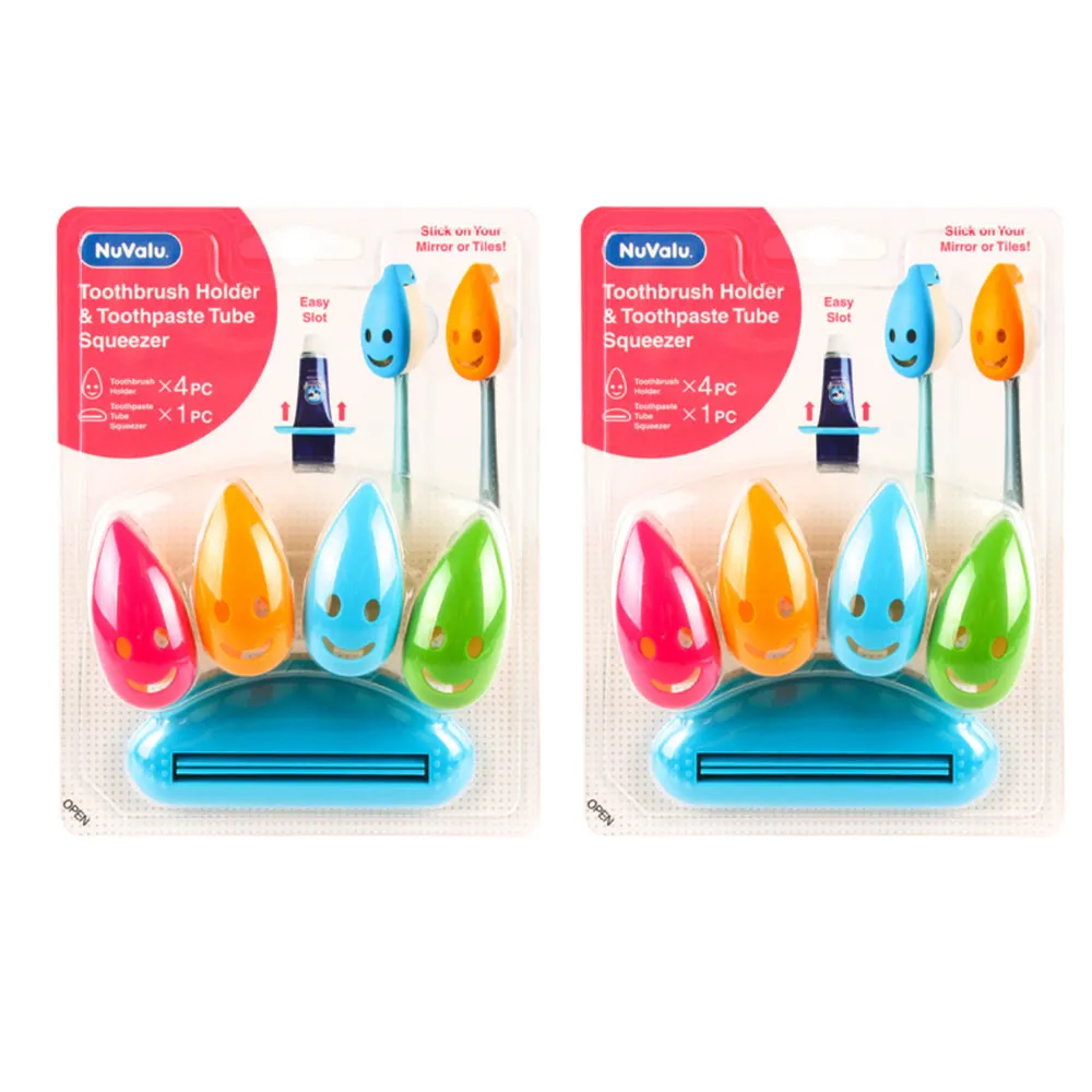 10 PC Set Toothbrush Caps Holder Toothpaste Squeezer Portable Suction Cup Kids