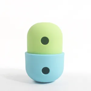 2 Pcs Green & Blue Interactive Pet Treat Dispensing Ball | Food-Grade Silicone Rolling Toy for Dogs | 1.5 cm Leakage Hole