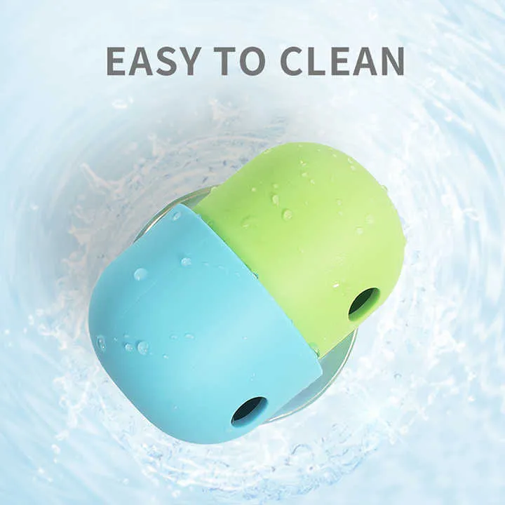 2 Pcs White & Blue Interactive Pet Treat Dispensing Ball | Food-Grade Silicone Rolling Toy for Dogs | 1.5 cm Leakage Hole