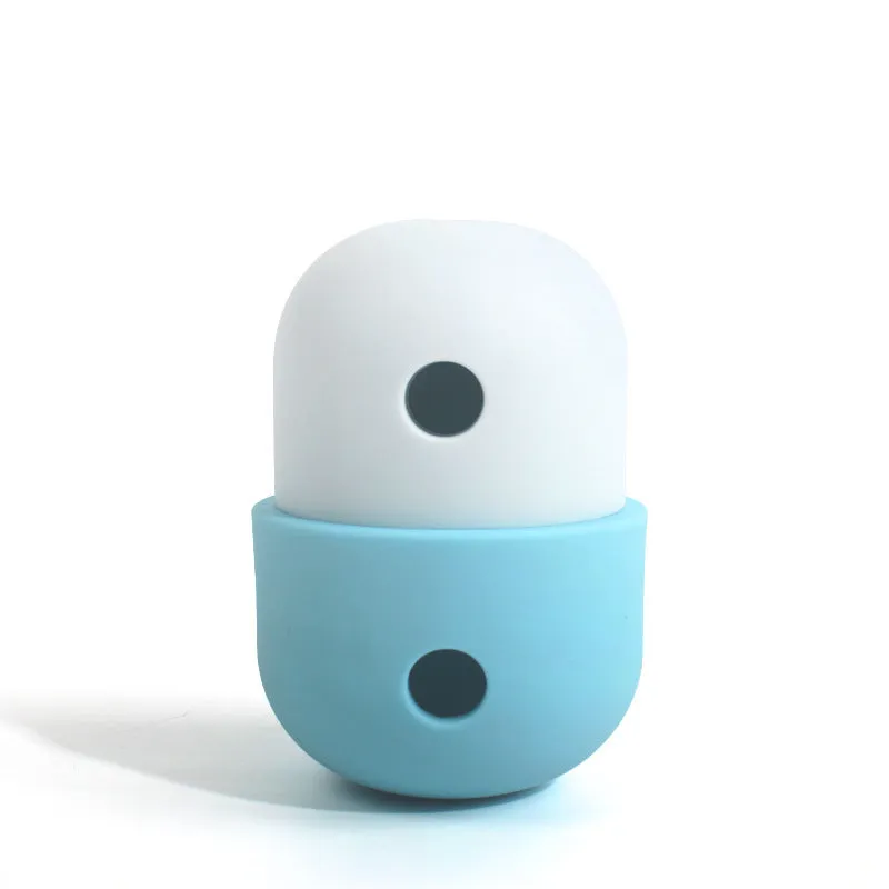 2 Pcs White & Blue Interactive Pet Treat Dispensing Ball | Food-Grade Silicone Rolling Toy for Dogs | 1.5 cm Leakage Hole