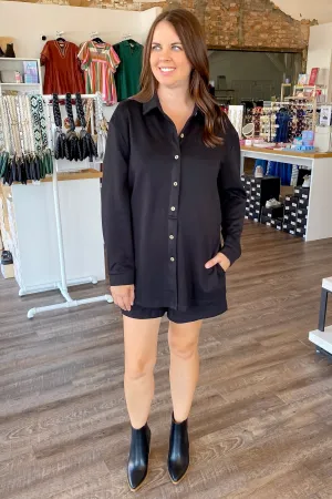 A Two In One Black Button Romper