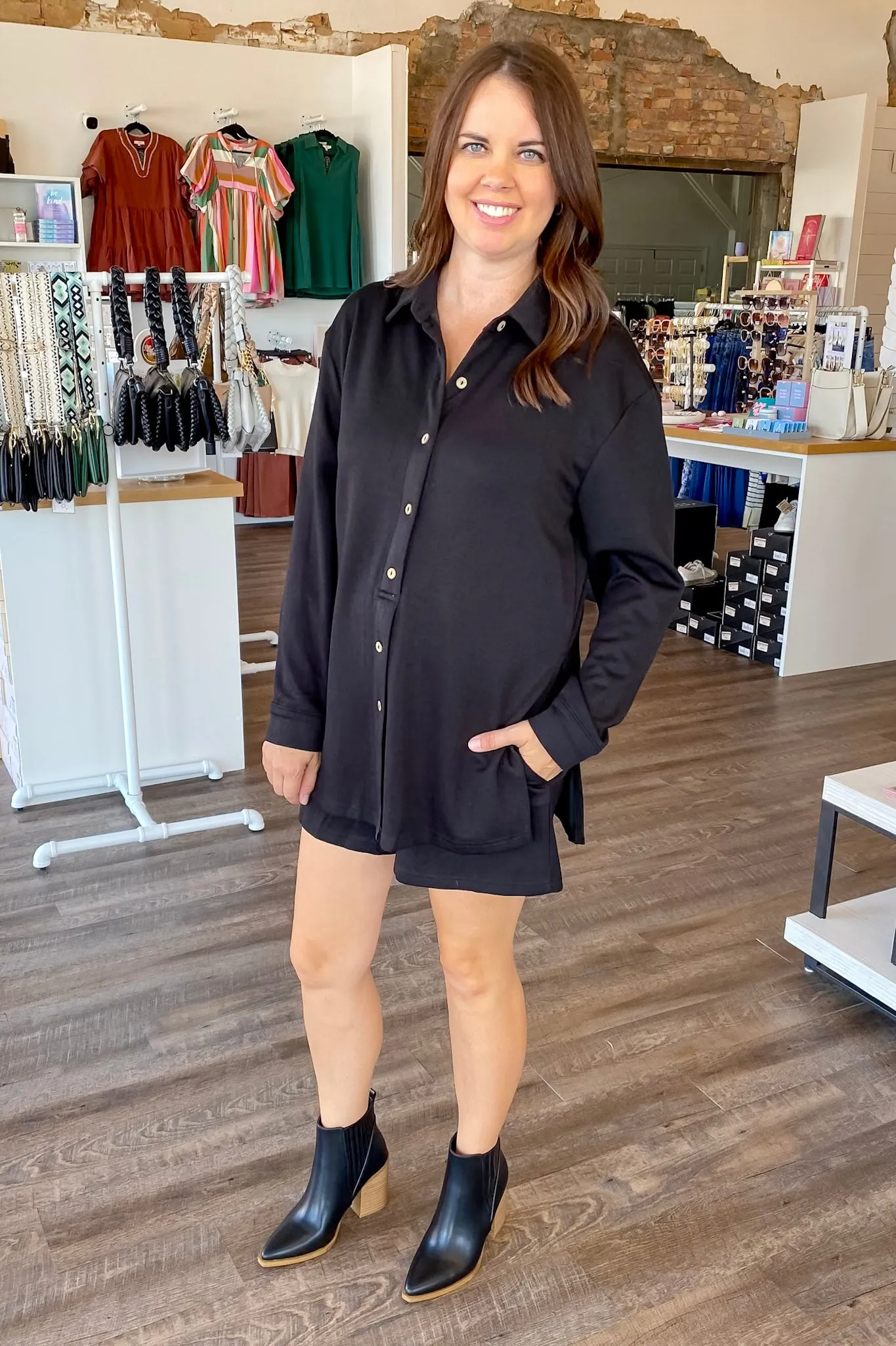 A Two In One Black Button Romper