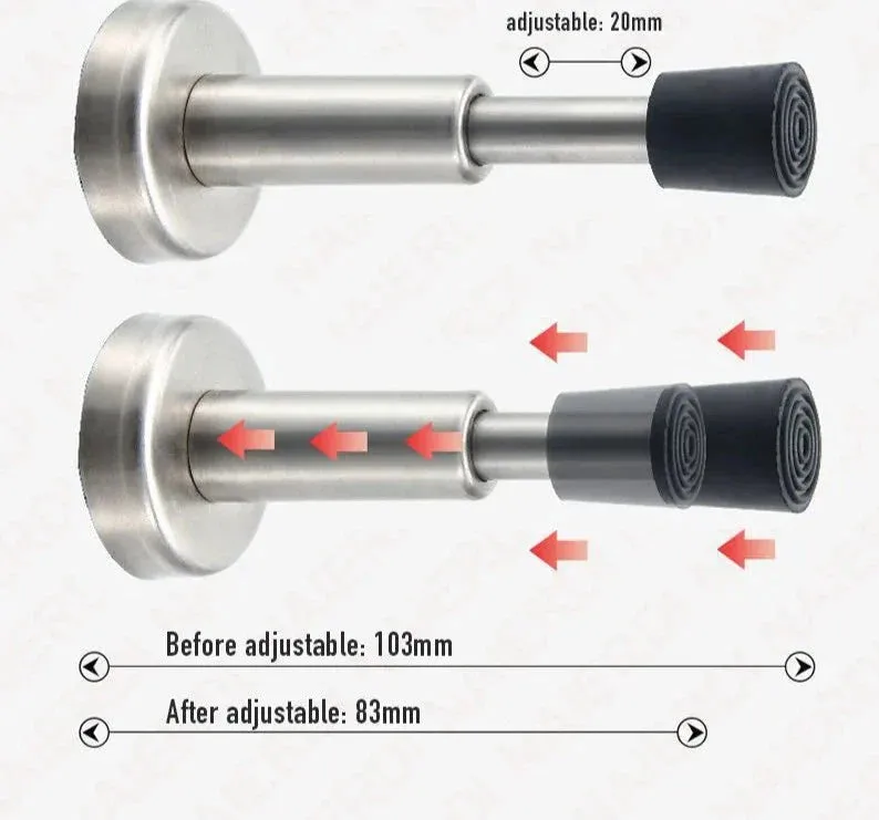 Adjustable Stainless Steel Door Stopper with Rubber Buffer