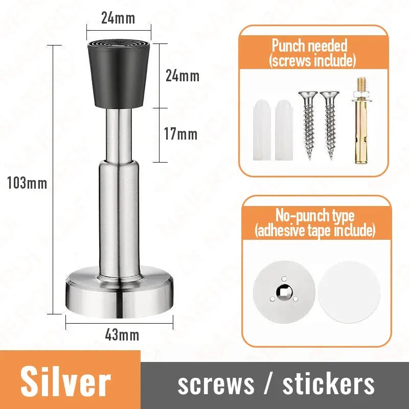 Adjustable Stainless Steel Door Stopper with Rubber Buffer