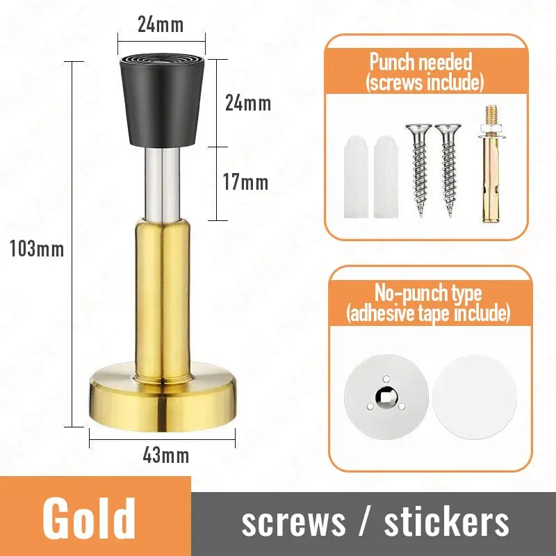 Adjustable Stainless Steel Door Stopper with Rubber Buffer