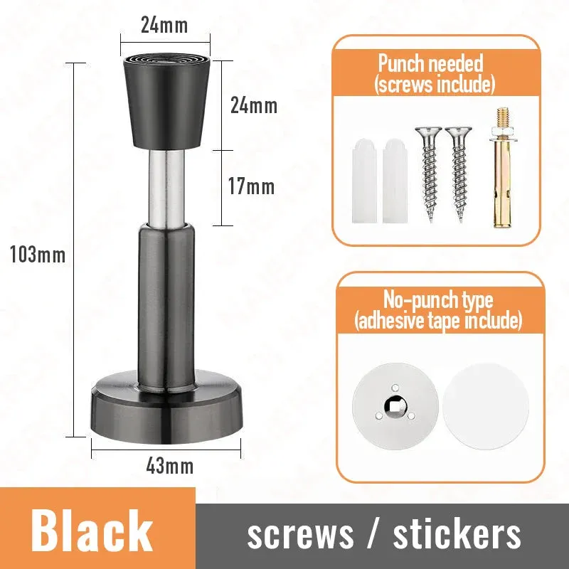 Adjustable Stainless Steel Door Stopper with Rubber Buffer