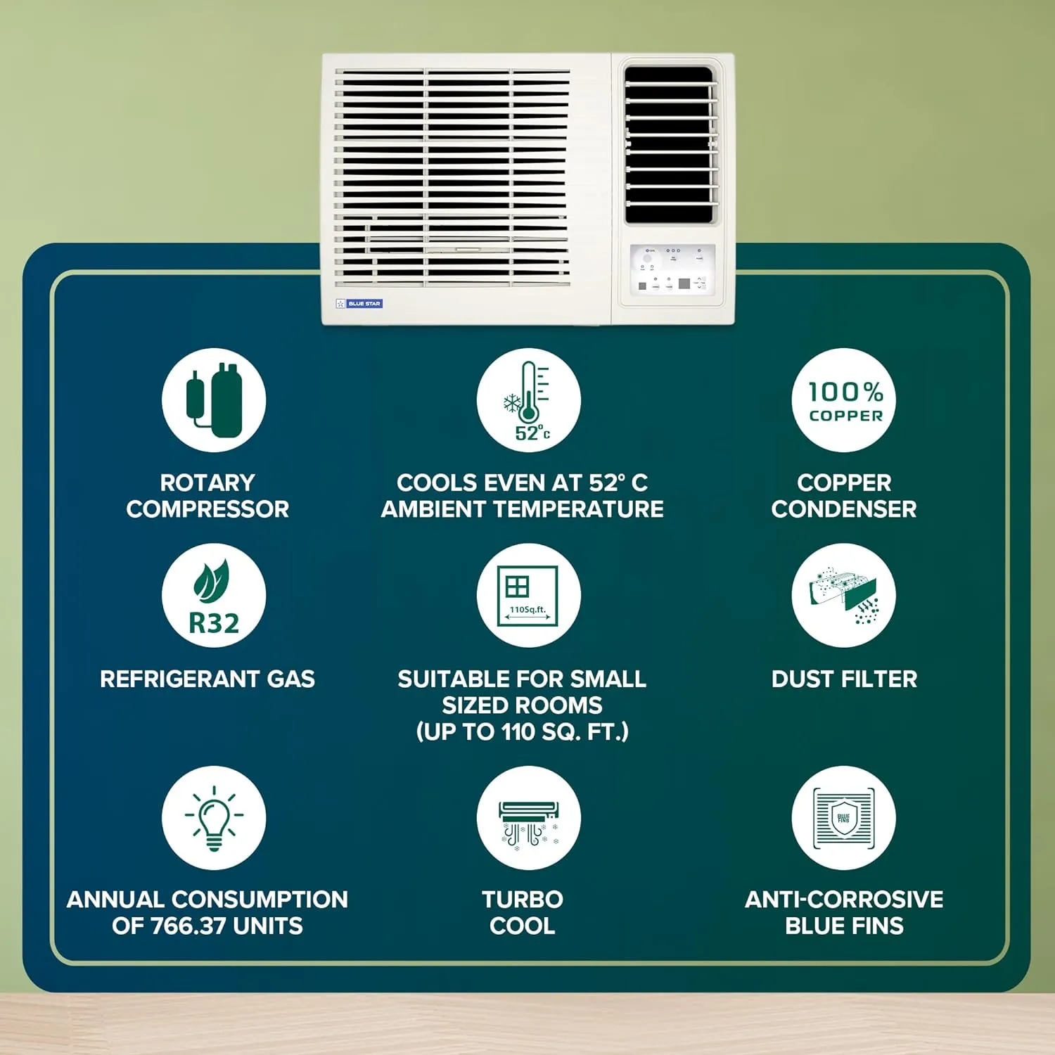 Blue Star WFD312L 1 Ton 3 Star Fixed Speed Window AC (   White)