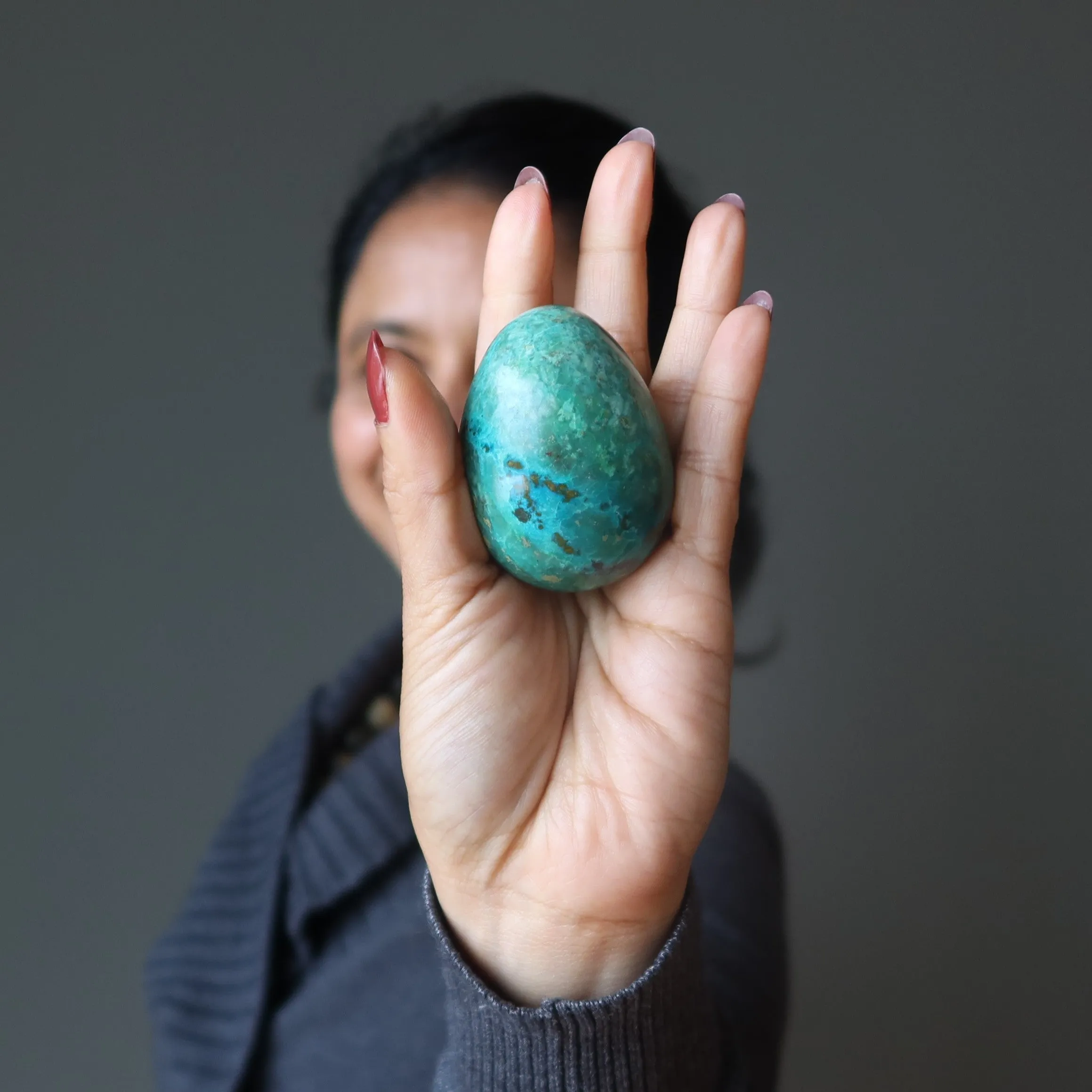 Chrysocolla Egg Land and Sea Natural Beauty Turquoise Stone