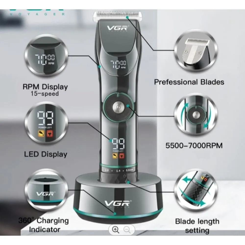 Electric Lithium Battery Rechargeable 15-speed Adjustable Hair Trimmer for Men
