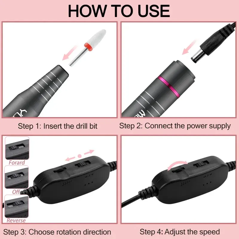 Electric Nail Drill Kit 30000rpm for Acrylic & Gel Nails