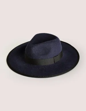 Felt Fedora Hat-Navy