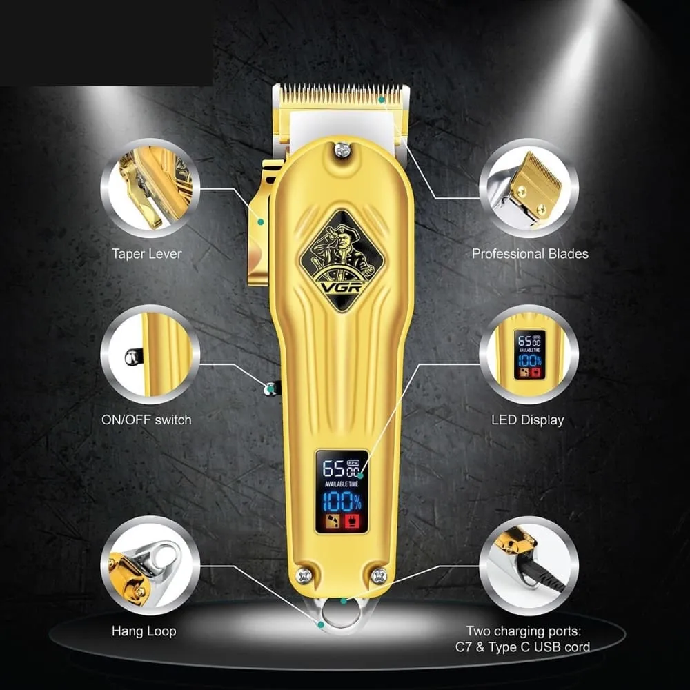 Full Metal Electric Rechargeable Cordless Adjustable Hair Trimmer for Men