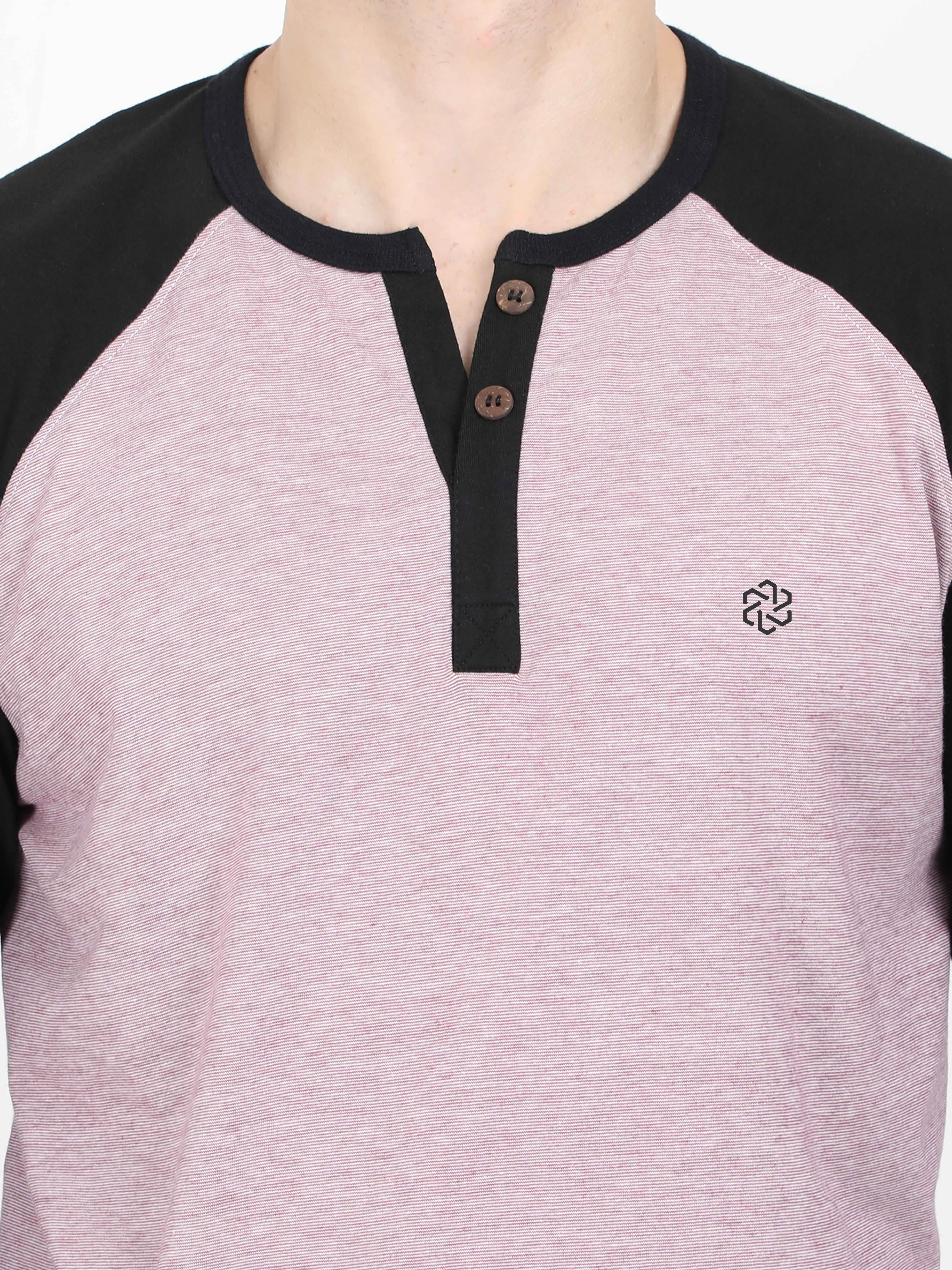 Men's rPET with Recycled Cotton Round Neck Henley Raglan TShirt