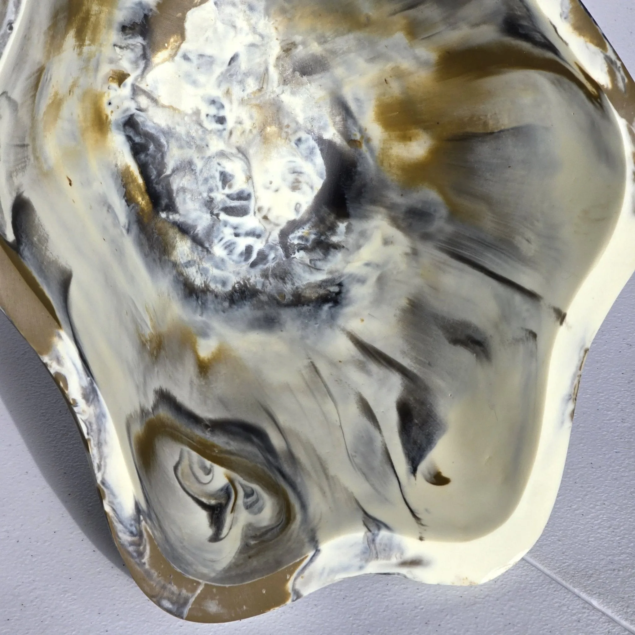 Organic Shape Resin Bowl - Brown/Marble Dust