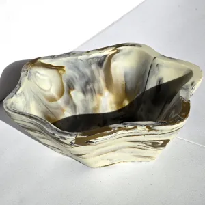 Organic Shape Resin Bowl - Brown/Marble Dust