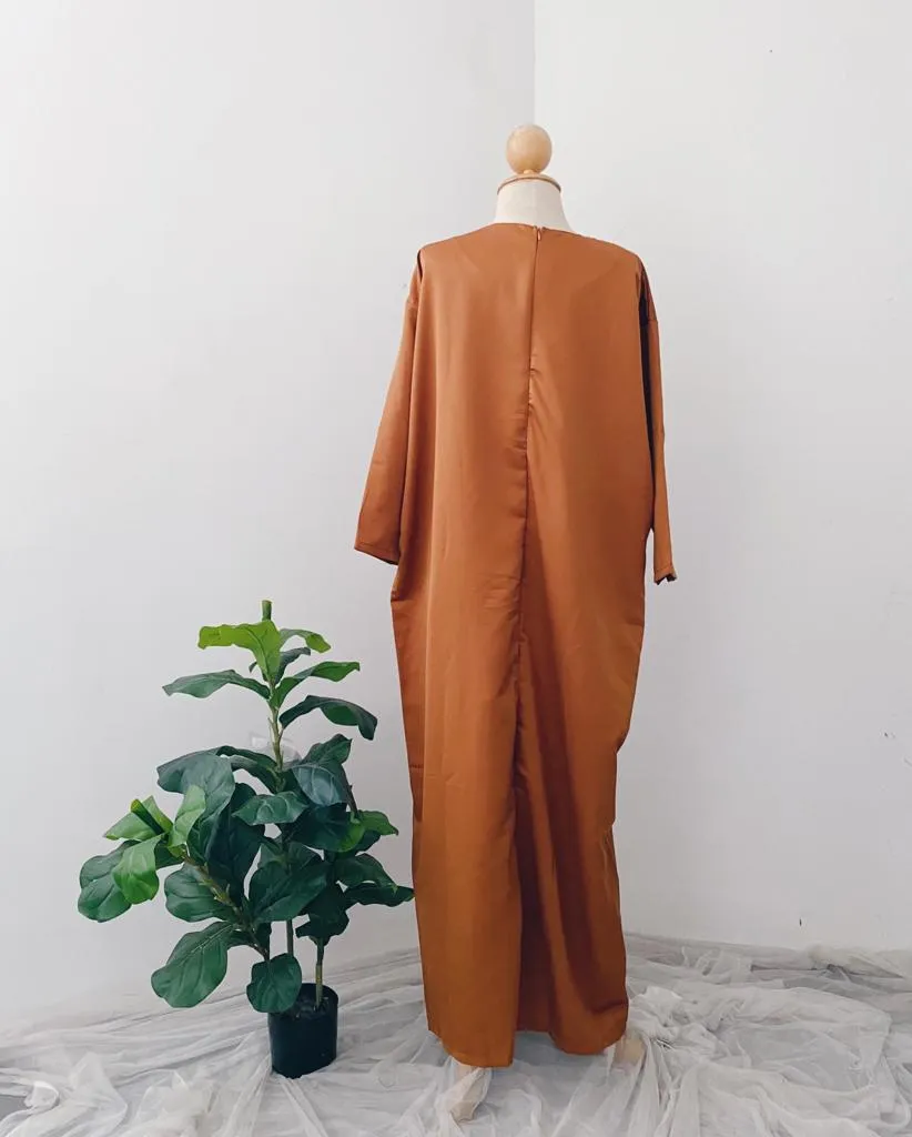 Silky Two in One Plain Kaftan