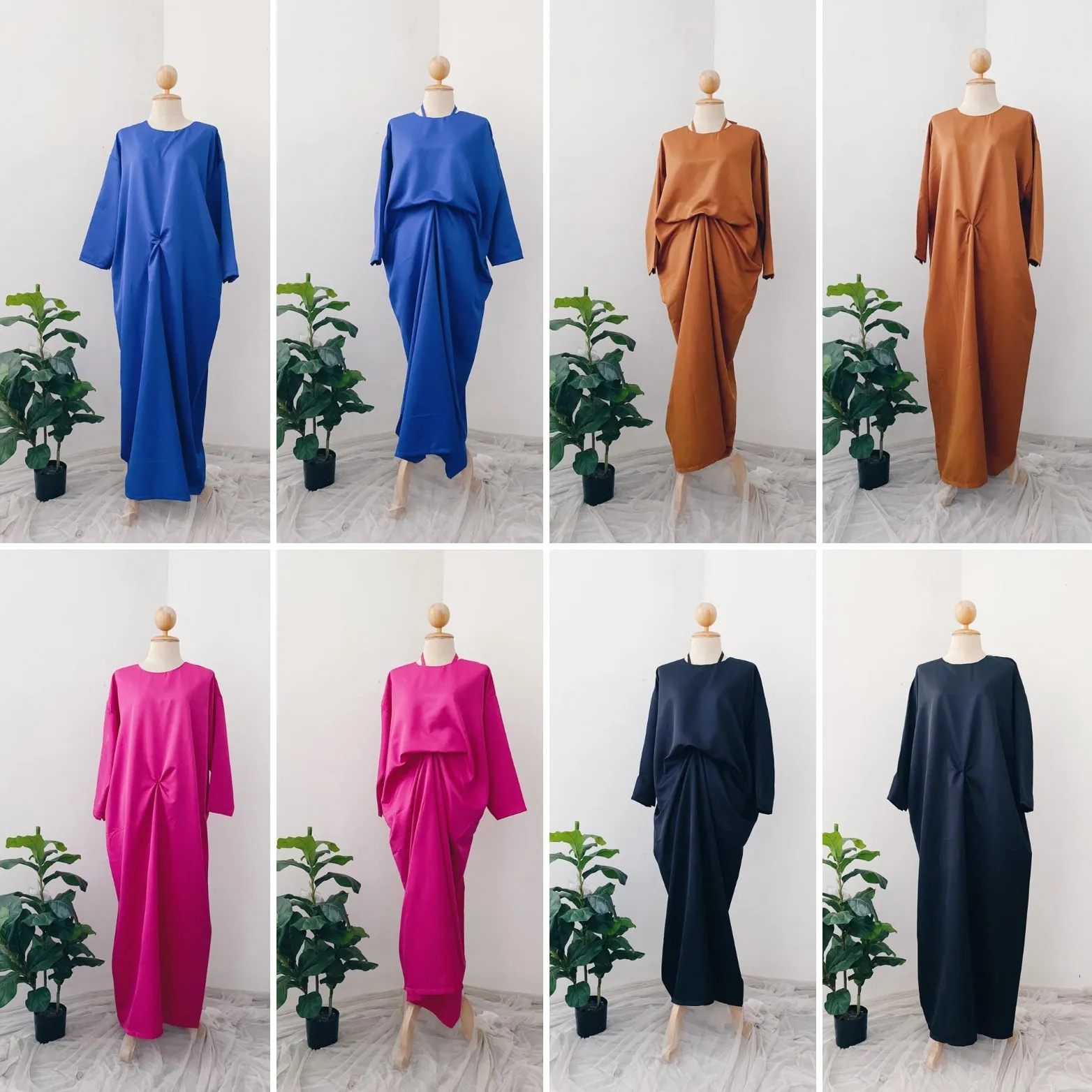 Silky Two in One Plain Kaftan