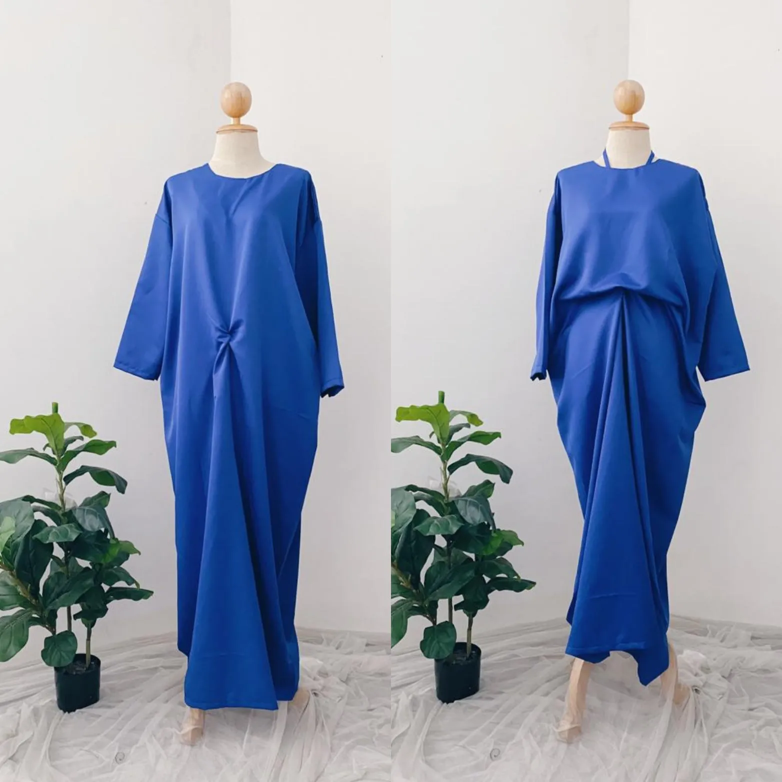 Silky Two in One Plain Kaftan