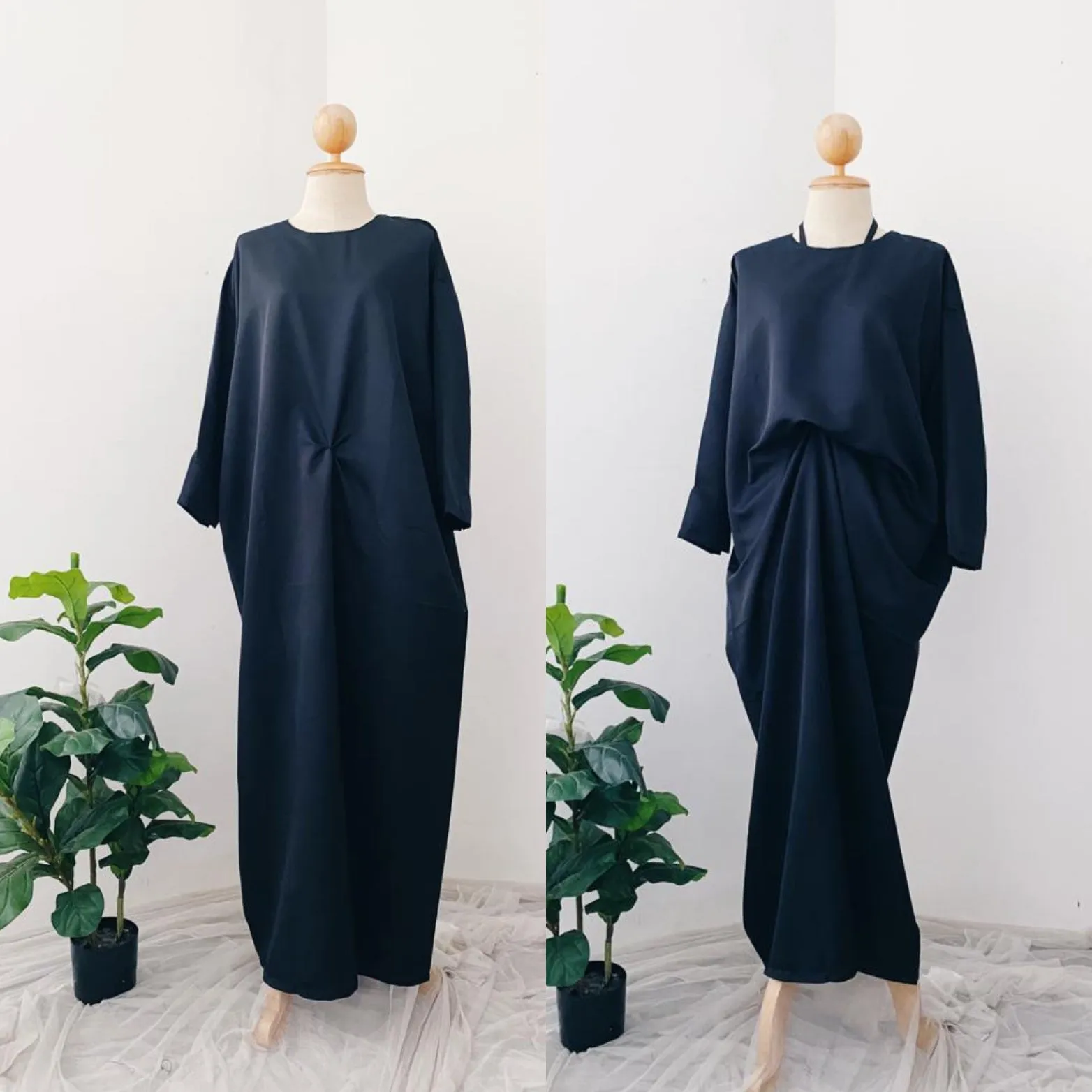 Silky Two in One Plain Kaftan