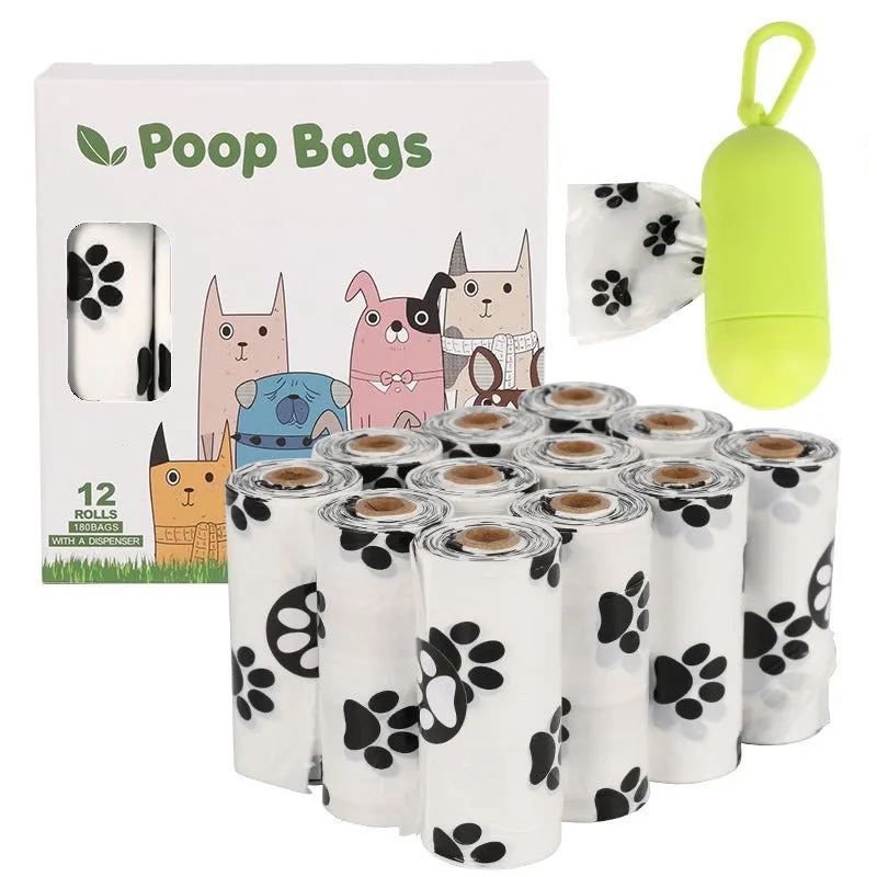 White Footprint Dog Poop Collection Bag -D2W Photo Oxygen Degradation Pet Garbage Bag