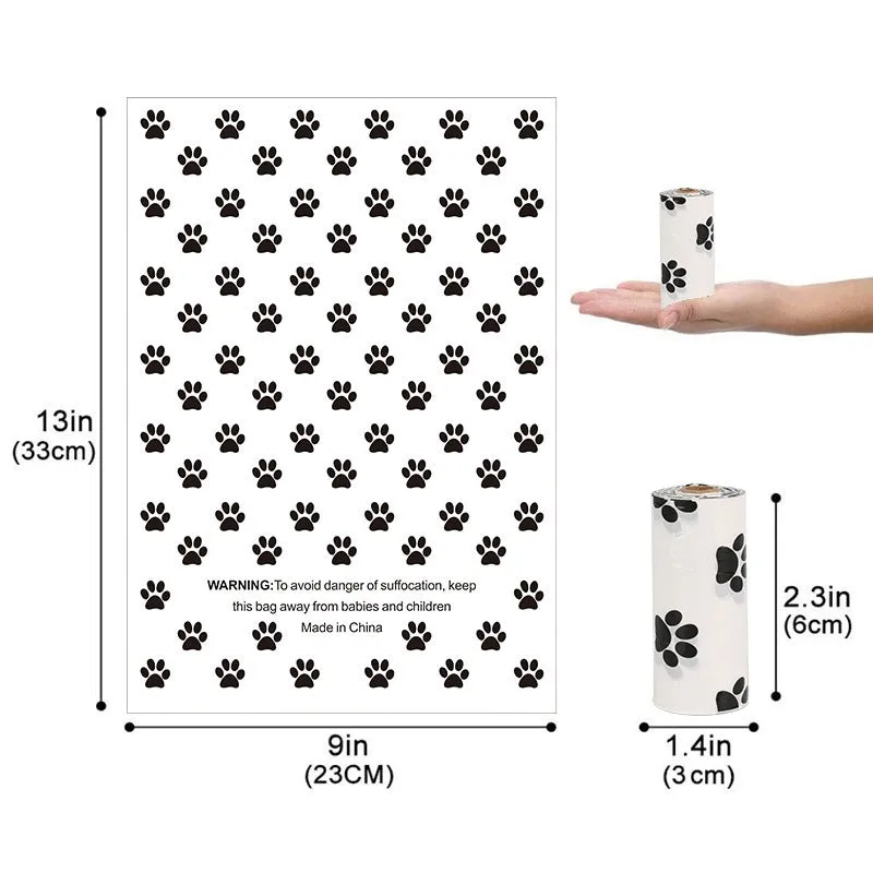 White Footprint Dog Poop Collection Bag -D2W Photo Oxygen Degradation Pet Garbage Bag